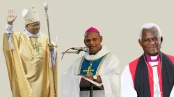 Bishop Jean Michaël Durhône (center) of the Catholic Diocese of Port-Louis, Bishop Michel Moura (left) of the Apostolic Vicariate of Rodrigues, and Bishop Stenio André (right) of the Anglican Church