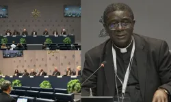 Archbishop Andrew Fuanya Nkea of Cameroon’s Catholic Archdiocese of Bamenda during the 22 October 2024 press briefing in Rome. Credit: Vatican Media