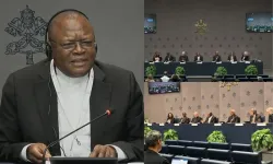 Fridolin Cardinal Ambongo during the 22 October 2024 press briefing in Rome. Credit: Vatican Media