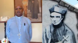 Blessed Jacques-Désiré Laval (right) and Bishop Jean Michaël Durhône (right). Credit: Catholic Diocese of Port Louis