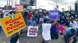 Nigerian protesters calling for an end to the Special Anti-Robbery Squad.