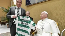 Pope Francis meets with professional soccer players from the Celtic Football Club, a team founded by an Irish Catholic religious brother, on Wednesday, Nov. 29, 2023, at the Vatican. | Credit: Vatican Media