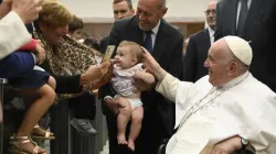 Pope Francis addressed a group of Italian entrepreneurs Monday, Sept. 12, 2022, about the need to support working mothers. | Vatican Media