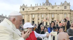 Pope Francis tries some maté, Argentina’s national drink, at his general audience on April 5, 2023. | Vatican Media