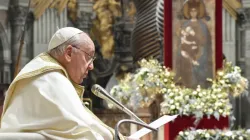 Pope Francis presides at the annual celebration of “first vespers,” or evening prayer, for the vigil of the solemnity of Mary, Mother of God, on Dec. 31, 2023. | Credit: Vatican Media