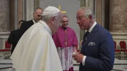 Pope Francis greets His Royal Highness Prince Charles of Wales at the canonization of St. John Henry Newman at the Vatican on Oct. 13, 2019. | Vatican Media