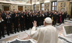 Pope Francis meets with the academic community of the John Paul II Pontifical Theological Institute for Marriage and Family Sciences in the Vatican, Monday, Nov. 25, 2024 / Credit: Vatican Media