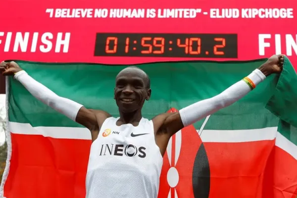 INEOS 1:59 challenge: Kenya's Eliud Kipchoge after becoming the first marathoner ever to run the race in less than two hours in Vienna, Austria on October 12, 2019