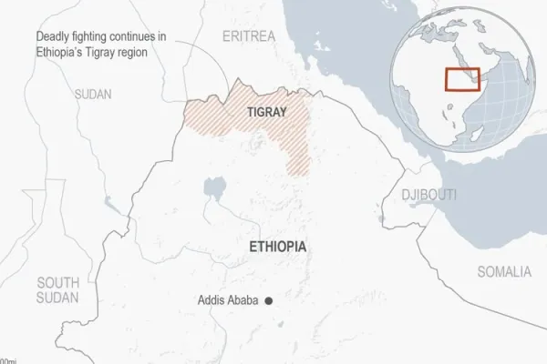 A map showing the Tigray area in northern Ethiopia. / Associated Press.