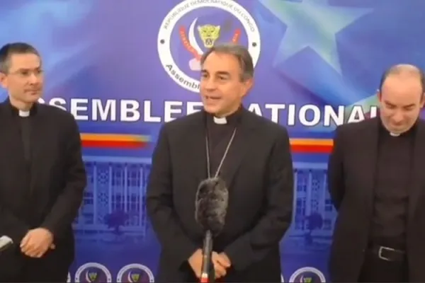 Archbishop Ettore Balestrero, Apostolic Nuncio in DR Congo addressing journalists during a press conference in Kinshasa on 6 October 2021. Credit: Courtesy Photo