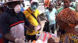 A vendor selling face masks in Ivory's Coast economic capital, Abidjan.