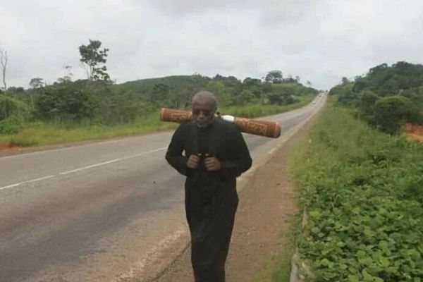 Fr. Ludovic Lado during the pilgrimage to pray for peace in the Anglophone regions of Cameroon interrupted by the police. / Fr. Ludovic Lado/Facebook Page.