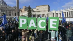 Pope Francis' Angelus message on Jan. 1, 2023, marked the solemnity of the Blessed Virgin Mary, the Mother of God. An estimated 40,000 people gathered in St. Peter's Square for the event. The feast day coincides with the World Day of Peace. | Credit: Vatican Media