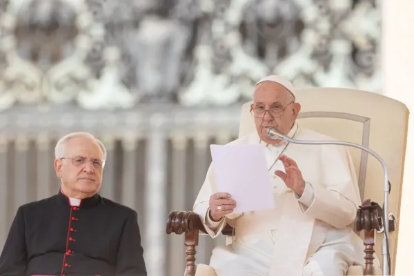 Pope Francis during the 500th general audience of his pontificate, held in St. Peter’s Square on Sept. 25, 2024, spoke about pornography and how to avoid the temptation to sin. / Credit: Daniel Ibañez/CNA