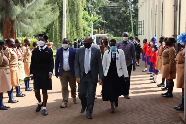 he Head of Public Service in Kenya, Dr. Joseph Kinyua, inspecting the guard of honour at Loreto Convent Msongari on 29 January 2022. He is acompanied by Sr. Lucy Nderi, the Province Leader of the Loreto Sisters in Eastern Africa Province. Credit: Sr. Santrina Tumusiime, IBVM