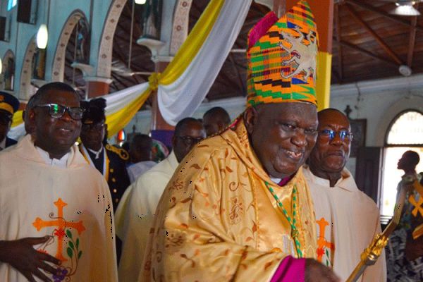 Archbishop Emeritus Peter Kwasi Sarpong during his Episcopal Golden Jubilee Mass at the St. Peter’s Minor Basilica at Kumasi on Sunday, march 8, 2020. / Communications Office, Sekondi-Takoradi Diocese.