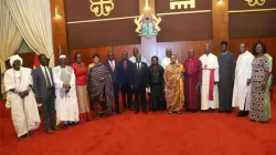 President Nana Addo Dankwa Akufo-Addo with members of the newly
constituted Governing Board of Ghana’s National Peace Council after
the inauguration in Accra on November 10, 2020. / Daniel Orlando