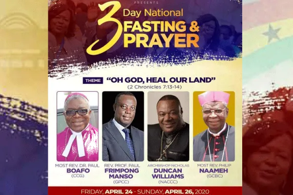 A Poster for the National Prayer and Fasting from April 24 to 26, 2020 in Ghana. / Christian Council of Ghana.