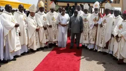 President Nana Addo-Dankwa Akufo-Addo with some members of Ghana Catholic Bishops’ Conference during the 125th Anniversary climax Mass of Catholicism in Accra held at the Black Star Square in November 2018.