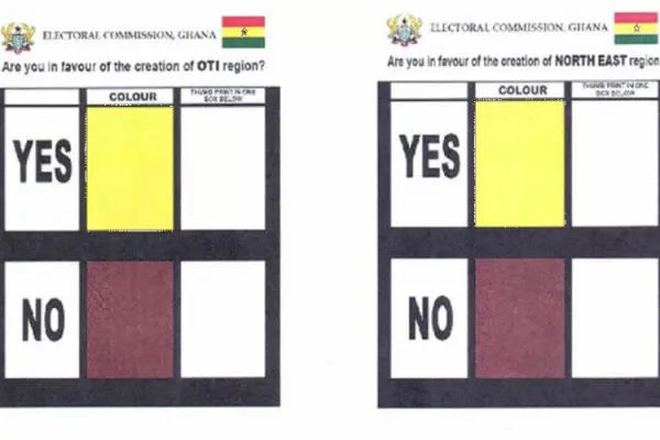 Representation of Ghana's referendum question. The poll was called off on Sunday, December 1, to be rescheduled at a later date.