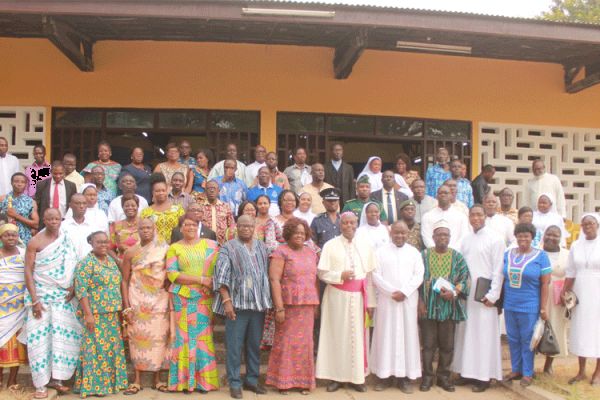 Bishop Joseph Afrifah-Agyekum of Koforidua Diocese alongside members of Association of Catholic Heads of Higher Institutions (ACHHI) in Ghana.