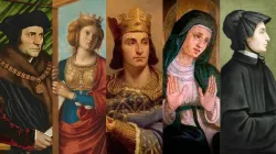 From left to right: St. Thomas More, St. Helena,  St. Louis IX, St. Monica, and St. Elizabeth Ann Seton. / Credit: Wikimedia Commons, Public Domain