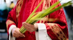 A priest holds palms on Palm Sunday. / Grant Whitty via Unsplash.