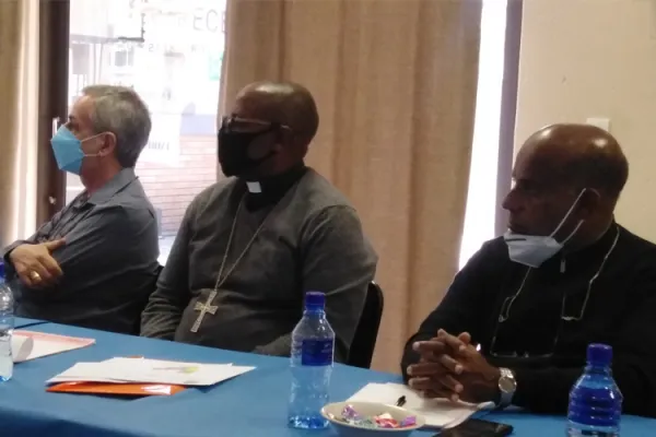 Bishop José Luis Ponce de León (left) follow a presentation during the IMBISA Standing Committee meeting. Credit: IMBISA