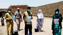 JRS teachers in Chad with some of the posters and information materials they are using to create awareness about COVID-19 among the refugee communities. / Jesuit Refugee Service (JRS)