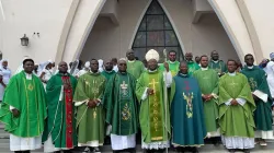 Archbishop Ignatius Kaigama posing with some Priests after the 40th anniversary Mass. Credit: Archdiocese of Abuja