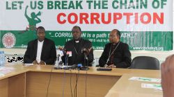 Bishops addressing the media. From Left Bishop Emeritus Alfred Rotich, Archbishop Martin Kivuva and Archbishop Antony Muheria. / ACI Africa