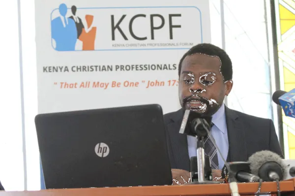 Charles Kanjema, Chairman Kenya Christian Professionals Forum (KCPF) during Friday's press conference in Kenya's capital Nairobi.