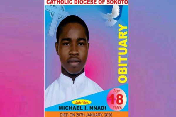 Poster Announcing the Funeral of the Late Michael Nnadi. / Diocese of Sokoto