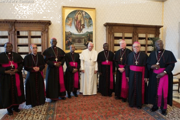 Bishops of the Zimbabwe Catholic Bishops’ Conference (ZCBC) with Pope Francis in Rome during their Adlimina visit.