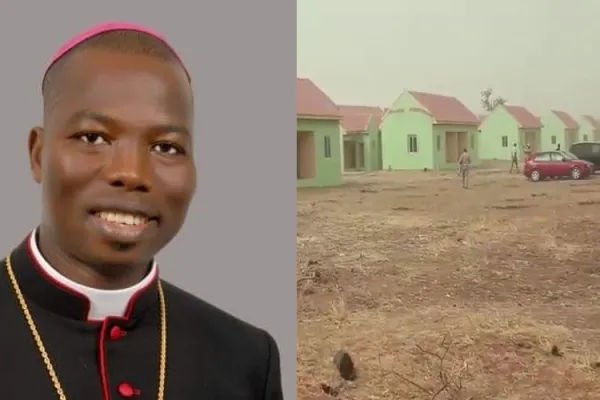 Bishop Stephen Dami Mamza of Nigeria's Catholic Diocese of Yola at the new residence for IDPs left homeless after Boko Haram attacks in Northeastern Nigeria. The IDPs are expected to occupy the houses in the first week of March / 26 News