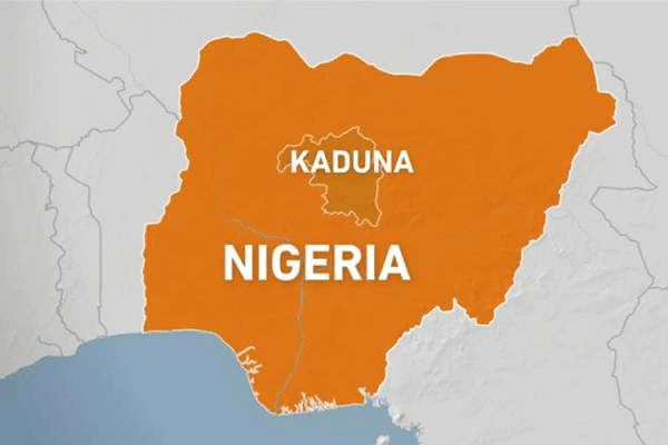 Map of the Federal Republic of Nigeria showing Kaduna state where there has been an upsurge in violence recently.