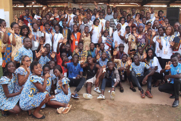 Fr. Jean Noel Gossou alongside other priests, religious and faithful at the end of Holy Mass to conclude the Extraordinary Missionary Month in Ivory Coast on October 27, 2019