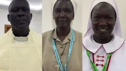 Fr. Matthew Pagan (left), Sr. Lily Grace (center) and Sr. Agnes Leila Andrewous (right). Credit: ACI Africa