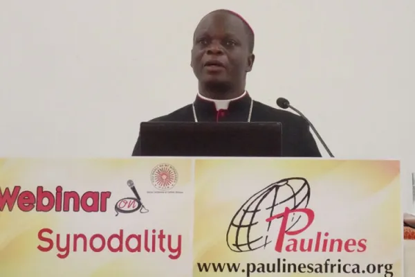 Bishop Maurice Muhatia of Kenya's Nakuru Diocese during the webinar was organized by the Paulines Publications Africa to create awareness on the Synod on Synodality that is set to solemnly open next month in Rome. Credit: Sr. Olga Massango
