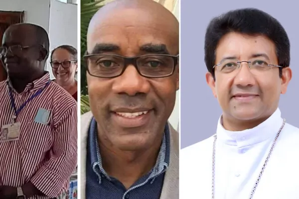 Archbishop Kurian Mathew Vayalunkal (R) Apostolic Nuncio to Tunisia, Fr. Inacio Lucas (L) Bishop-elect of Mozambique’s Guruè Diocese, and Fr. Joaquim Nhanganga Tyombe (C) of Angola's Diocese of Uige / Courtesy Photo