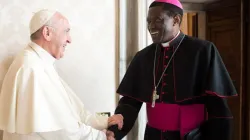 Archbishop Protase Rugambwa with Pope Francis in Rome. Credit: Vatican Media