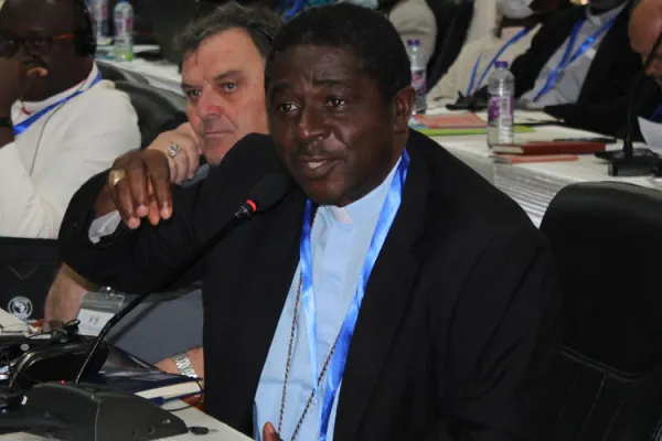 Archbishop Andrew Nkea of Cameroon's Bamenda Achdiocese, addressing delegates at the 19th Plenary Assembly of SECAM in Accra , Ghana. Credit: ACI Africa