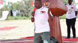 Late President Pierre Nkurunziza praying at a campaign rally in Burundi's capital, Bujumbura.