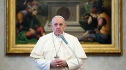 Pope Francis at his general audience in the library of the Apostolic Palace Nov. 4, 2020. Credit: Vatican Media.