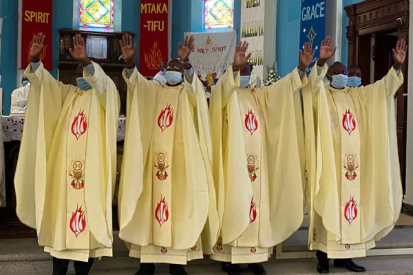 The four Priests belonging to the Congregation of the Holy Spirit (Spiritans) ordained May 7 at St. Austin’s Parish of Nairobi Archdiocese.