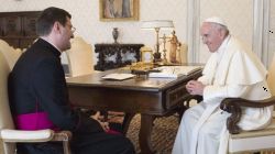 Archbishop Paolo Rudelli with Pope Francis in Rome.