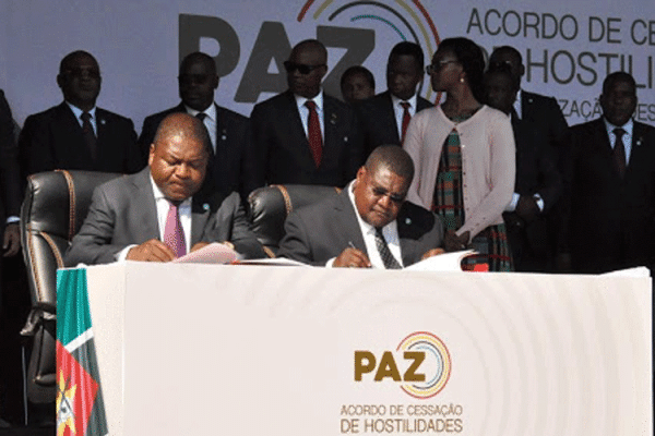President Philipe Nyusi and RENAMO leader, Ossufo Momade signed a new peace deal in August 2020.