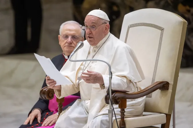 Pope Francis continued a series of lessons on the Holy Spirit during his weekly meeting with the public in the Vatican's Paul VI Hall on Aug. 21, 2024.