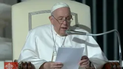 Pope Francis during his Wednesday, October 19 general audience in Vatican’s St. Peter’s Square. Credit: Vatican Media