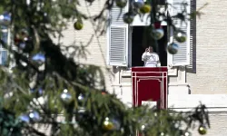 Pope Francis leads the Angelus prayer and delivers an address from a window in the Apostolic Palace on Dec. 26, 2024, at the Vatican. / Credit: Vatican Media